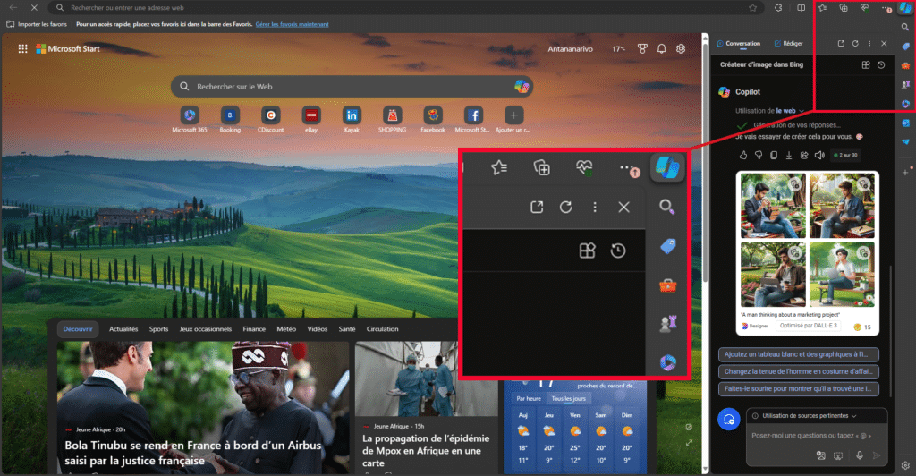 Accéder à Bing Image Creator depuis Microsoft Edge