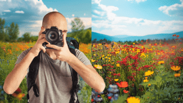 Deux images avant et après retouche photo avec l'AI Magic Fixup d'Adobe