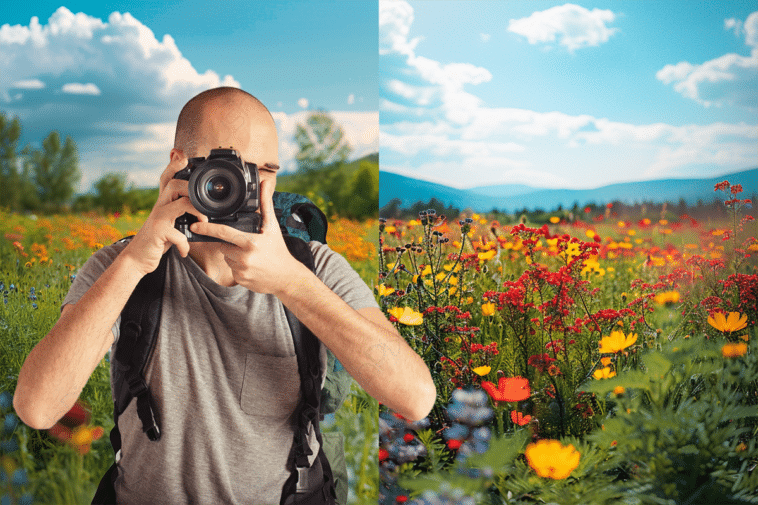 Deux images avant et après retouche photo avec l'AI Magic Fixup d'Adobe