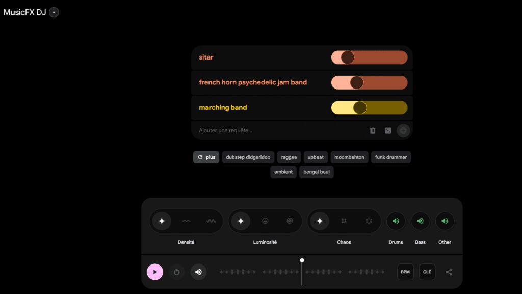 Interface MusicFX DJ Google DeepMind