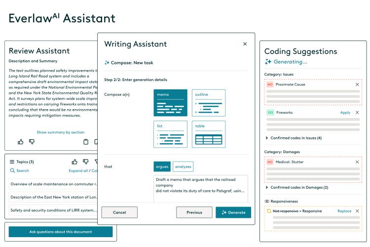 Interface Everlaw AI Assistant