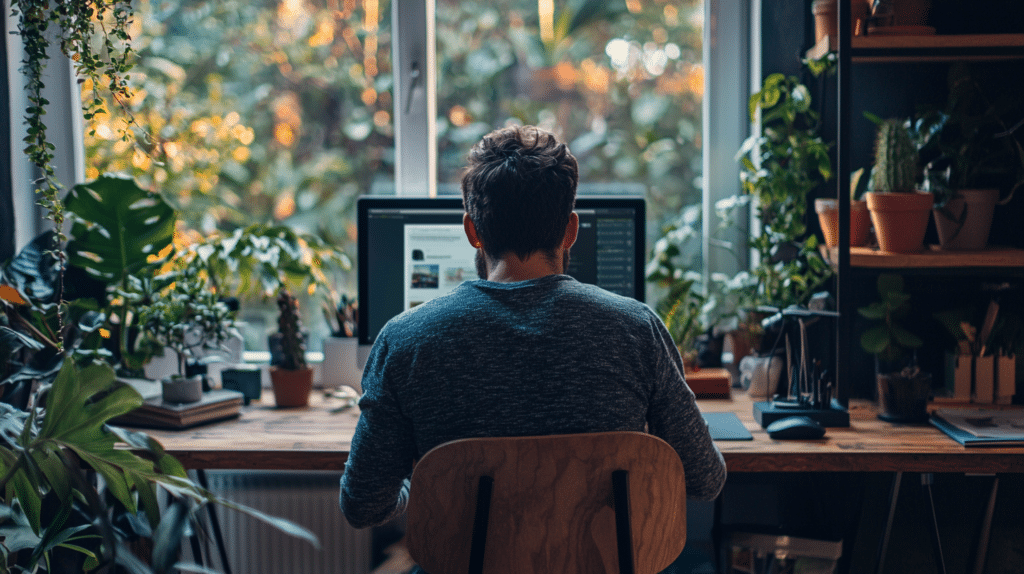 un entrepreneur en train d'utiliser Jasper.ai pour booster ses ventes