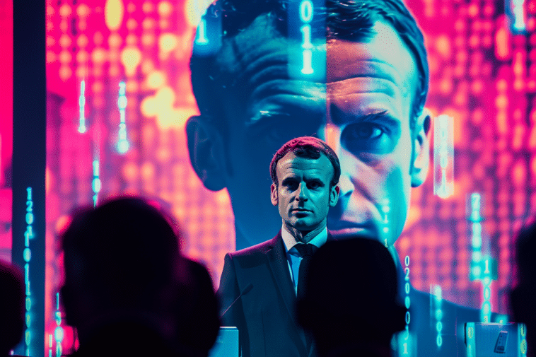 Macron présentant sa représentation par l'IA