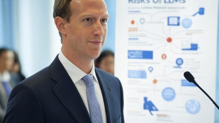 Marck Zuckerberg avec un tableau représentatif des risques des LLM