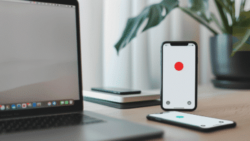 Un pc et un smartphone communiquant grâce à Gibberlink et l'IA