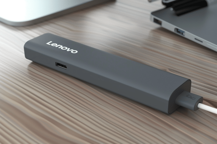 Stick USB de Lenovo posé sur un bureau