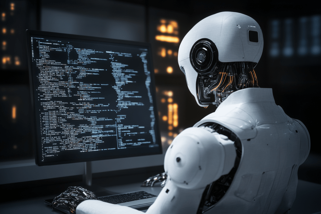 Un système d'IA en train de rédiger du code