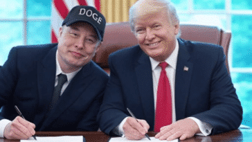 Donald Trump et Elon Musk signant l'accord pour GSAï