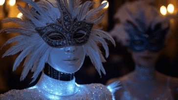 Humanoïde portant un masque dans un carnaval
