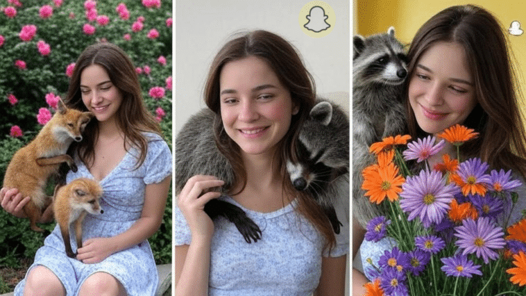 Photo retouchée d'une jeune fille par Lenses IA de Snapchat