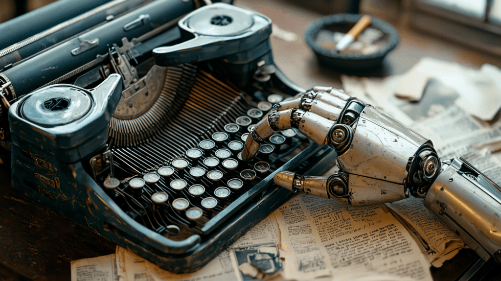 Une main robotique remplaçant les journalistes dans le projet IA Spinoza.