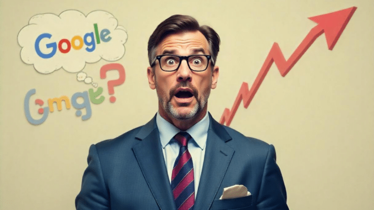 Un homme surpris par le marché boursier de Google