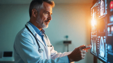 Médecin devant des imageries médicales générées par IA