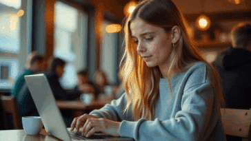 Une jeune femme en train de converser avec l'IA