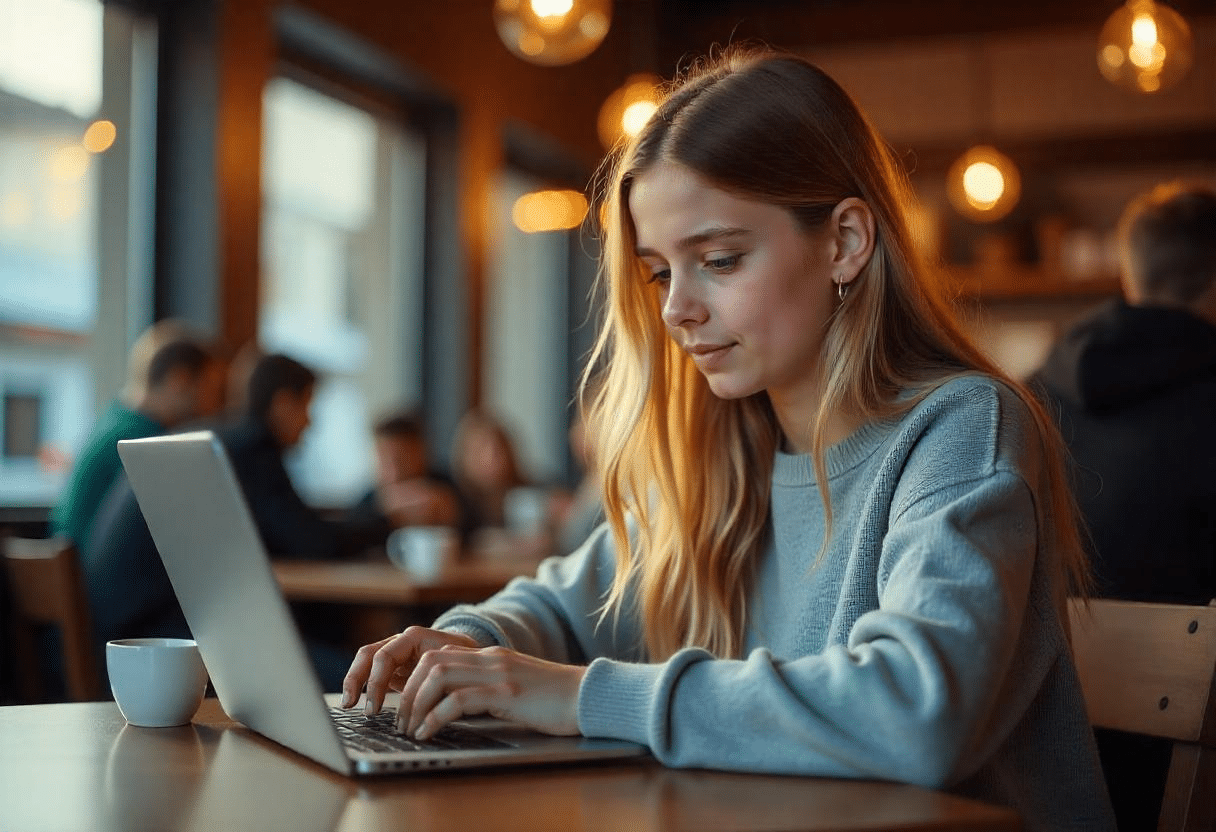 Une jeune femme en train de converser avec l'IA