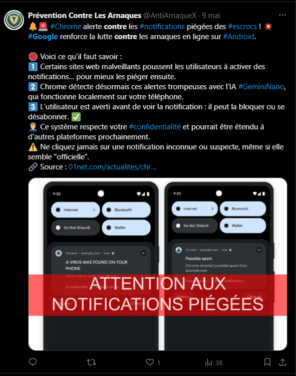 Mesure de protection Google contre les escroqueries IA