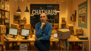 Agacé par l'IA, cet artiste répond avec des robots en carton