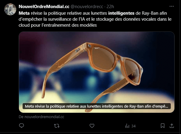 Nouvelles politiques de confidentialités pour les nouvelles lunettes intelligentes de Meta