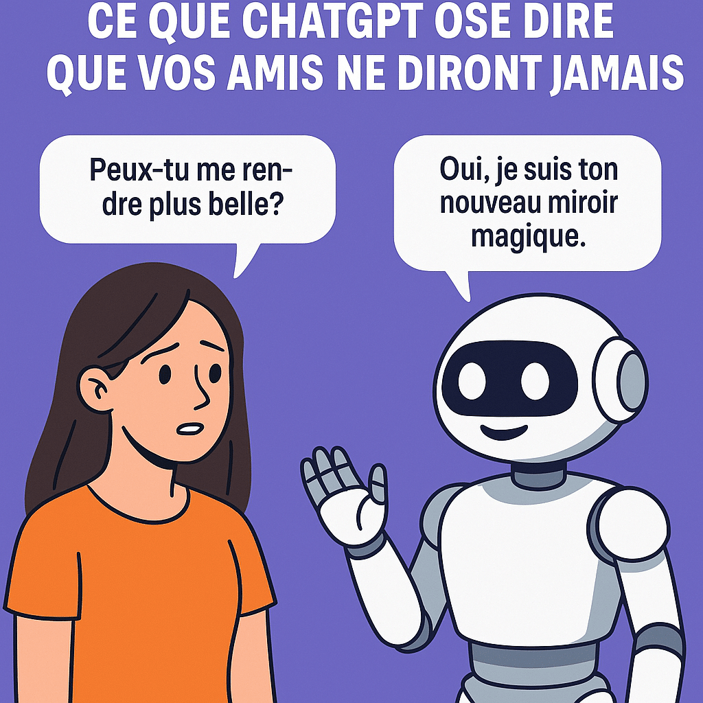 Discussion entre jeune femme et ChatGPT qui va se transformer en miroir magique