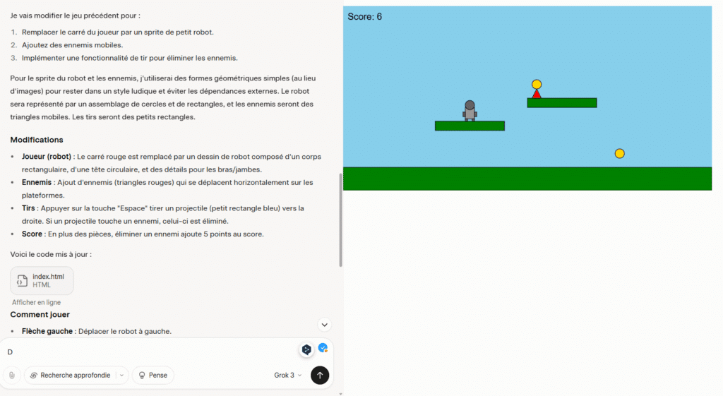 Image du jeu après modification sur Grok Studio