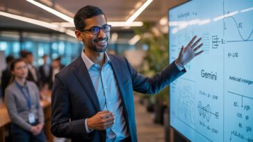 Sundar Pichai, CEO de Google, présentant Gemini