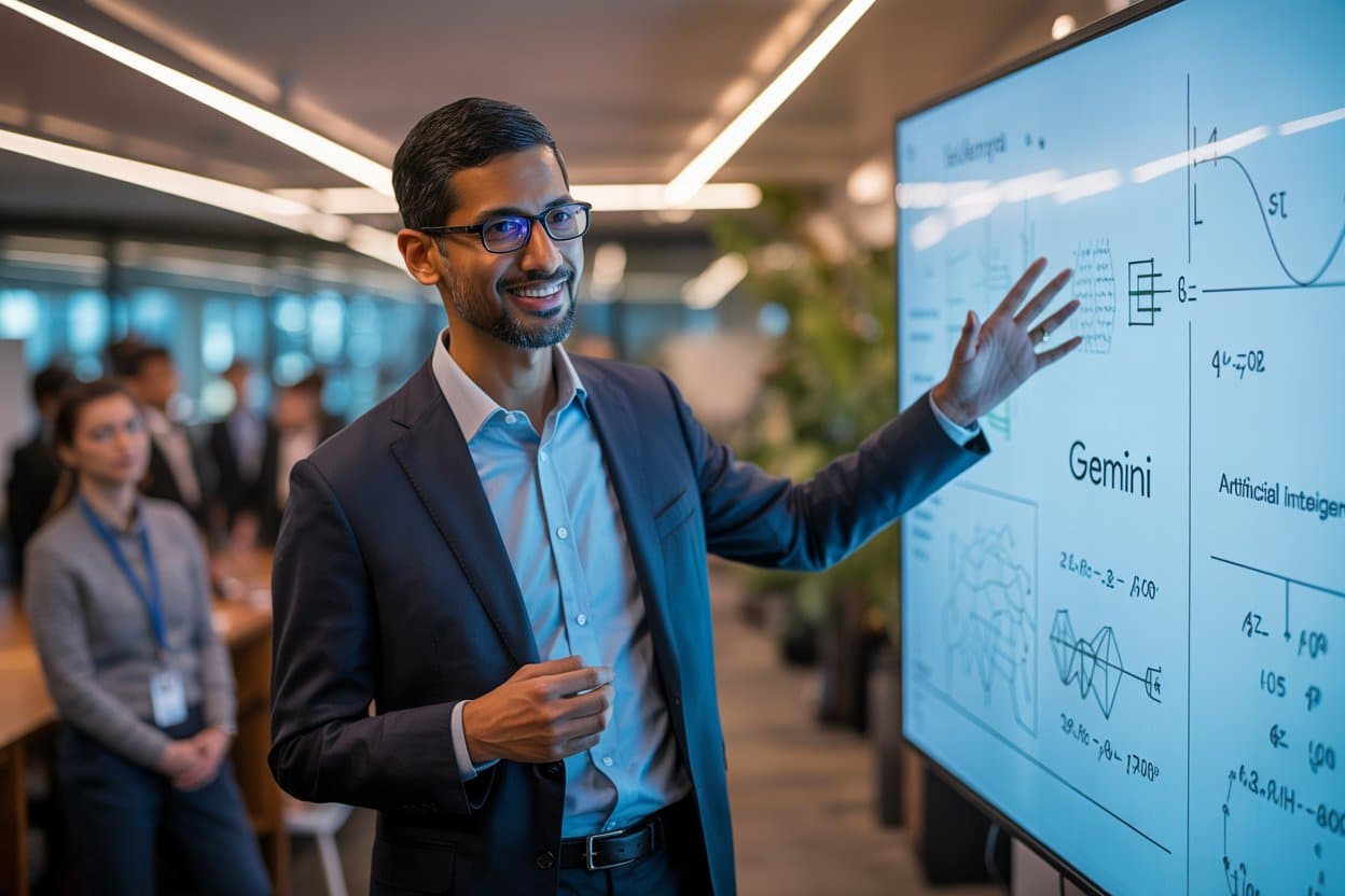 Sundar Pichai, CEO de Google, présentant Gemini