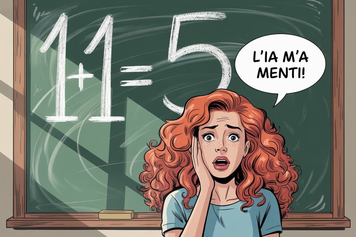 Une femme surprise sur le mensonge de l'IA