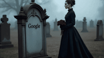 Une femme devant la tombe de Google