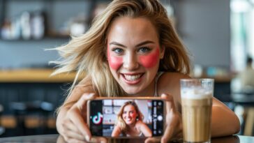 Une tiktokeuse créant sa vidéo avec l'IA sur TikTok