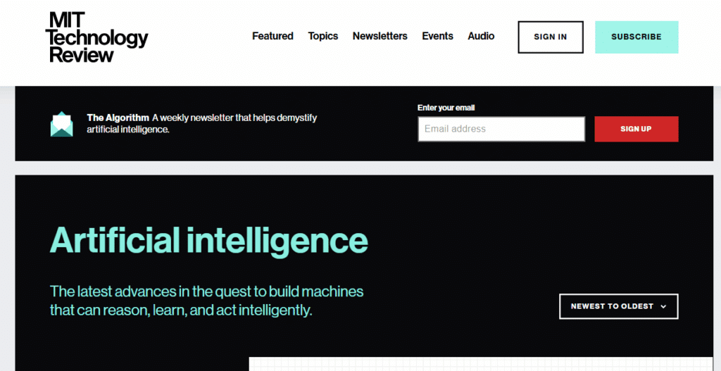 Meilleures newsletters IA - MIT Techology Review