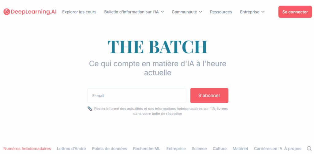 Meilleures newsletters IA -The Batch
