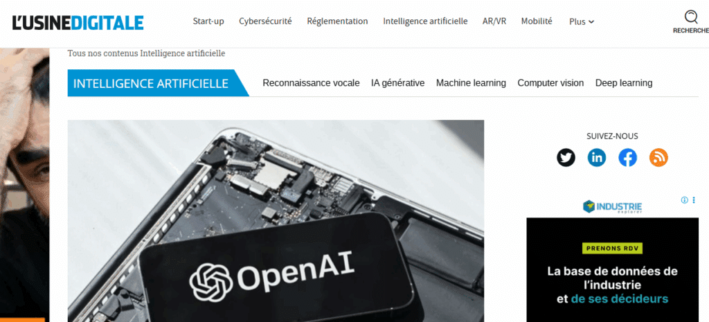 Meilleurs sites d'actualité IA - Usine Digitale
