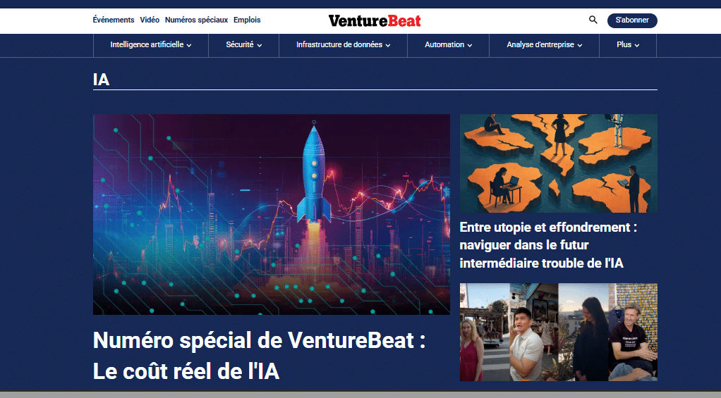 Meilleurs sites d'actualité IA - Venture Beat