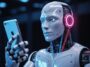 Un robot humanoïde tenant un iPhone