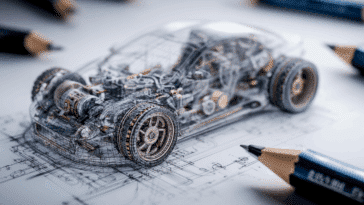 invite artistique pour voiture 3D sur papier