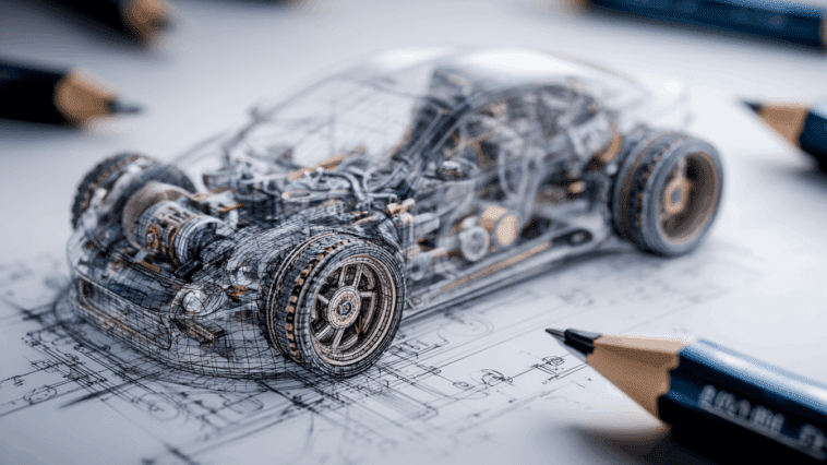invite artistique pour voiture 3D sur papier