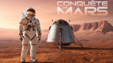 Un astronaute sur Mars à bord de sa capsule spatiale