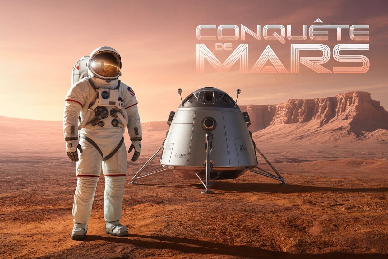 Un astronaute sur Mars à bord de sa capsule spatiale