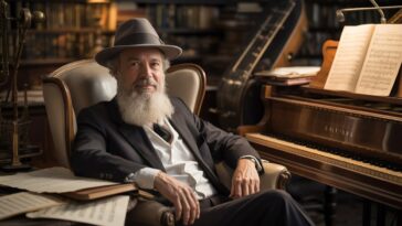 David Cope dans un studio de musique
