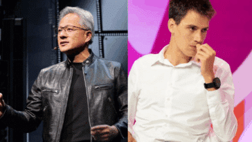 Jensen Huang et Arthur Mensch, CEO de Mistral AI