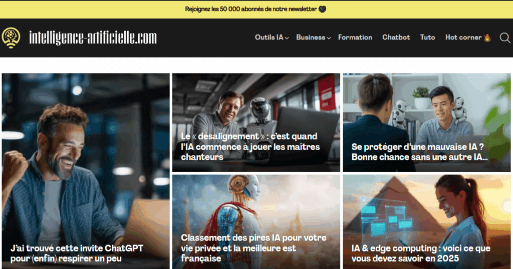 top 7 des meilleurs sites d'actualité IA - capture d'écran