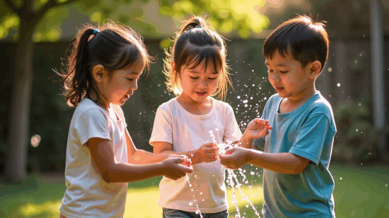 Enfants jouant dans le jardin