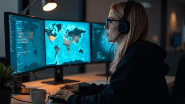 Une femme travaillant dans la cybersécurité
