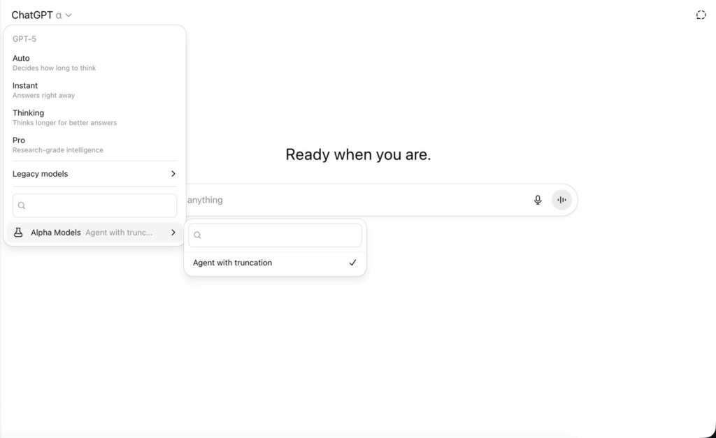 Capture écran GPT-Alpha OpenAI