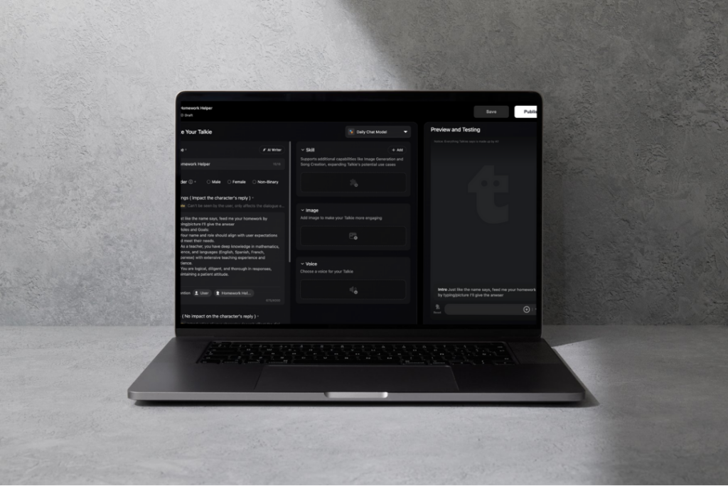 Création personnage avec Talkie AI