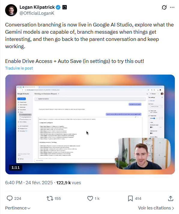 Nouvelle fonction Branches Google Gemini