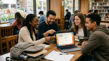 Des étudiants examinent des artifacts de code de Claude sur un écran.