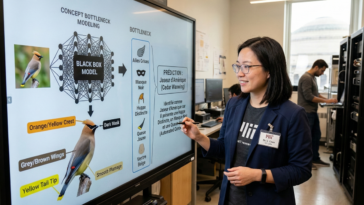 Chercheuse au MIT démontrant le concept de l'IA explicable.