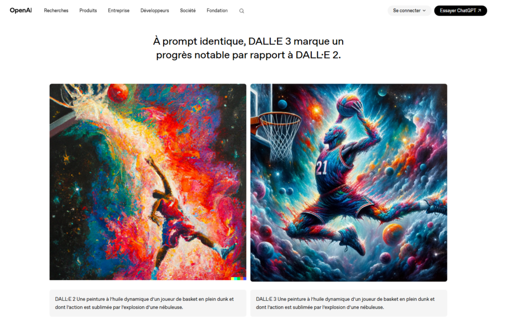 Prompt identique, Dall.E 3 marque un progrès notable par rapport à DALL.E 2