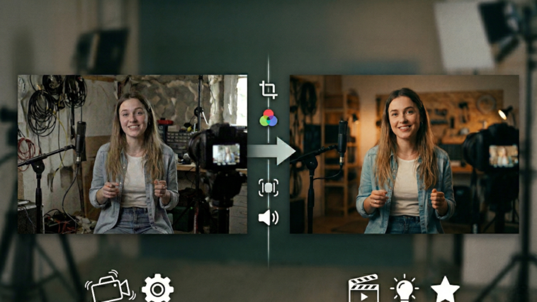 Image montrant la transformation d'une vidéo brute en film pro pour illustrer la comparaison entre Kling 3.0 et Veo 3.1